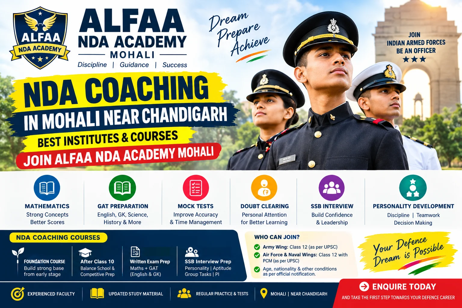 NDA Coaching in Mohali Near Chandigarh Best Institutes Courses  Join ALFAA NDA Academy Mohali
